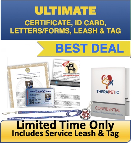 ULTIMATE PACKAGE: Service Dog/Support Animal Letters for 1 Year & Registry  (Physical & Electronic Versions) – Psychiatric Service Dog (PSD) &  Emotional Support Animal (ESA) Registration and Documentation by TheraPetic