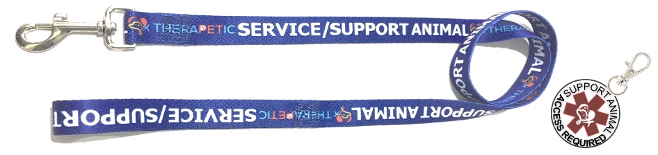 TheraPetic branded identifying leash and medal tag